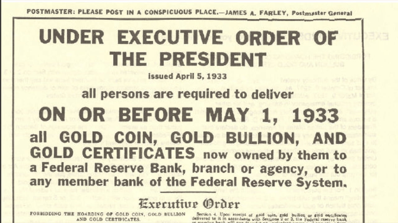 The Great Gold Confiscation A Brief History of Gold Regulation in the